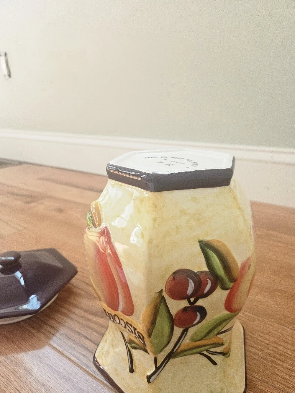 Biscotti Ceramic Cookie Jar - Hand-painted Fruit